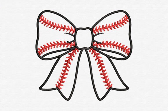 Download Baseball Ribbon Bow Embroidery Design - Bow embroidery Collection
