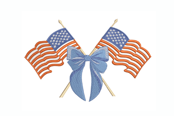 Download Coquette USA, Double Flag Bow Embroidery Design - Bow embroidery Collection