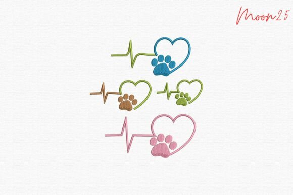 Download Heartbeat Paw Love Embroidery Design - Love embroidery Collection